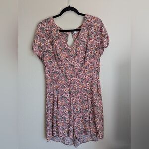 Xhilaration Pink Floral Keyhole Romper Size L (Juniors)